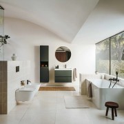 Meuble 2 tiroirs et Lavabo à droite Ona Unik 80cm Vert Mat - Roca A851690513