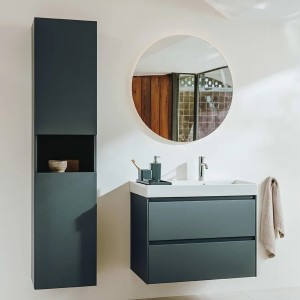 Meuble 2 tiroirs et Lavabo à droite Ona Unik 80cm Vert Mat - Roca A851690513