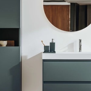 Meuble 2 tiroirs et Lavabo à droite Ona Unik 80cm Vert Mat - Roca A851690513