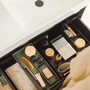 Meuble 2 tiroirs et Lavabo à droite Ona Unik 80cm Vert Mat - Roca A851690513