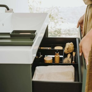 Meuble 2 tiroirs et Lavabo à droite Ona Unik 80cm Vert Mat - Roca A851690513