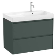 Meuble 2 tiroirs et Lavabo à droite Ona Unik 80cm Vert Mat - Roca A851690513