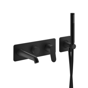 CRISTINA Façade mitigeur encastrée bain douche 2 sorties blackmat