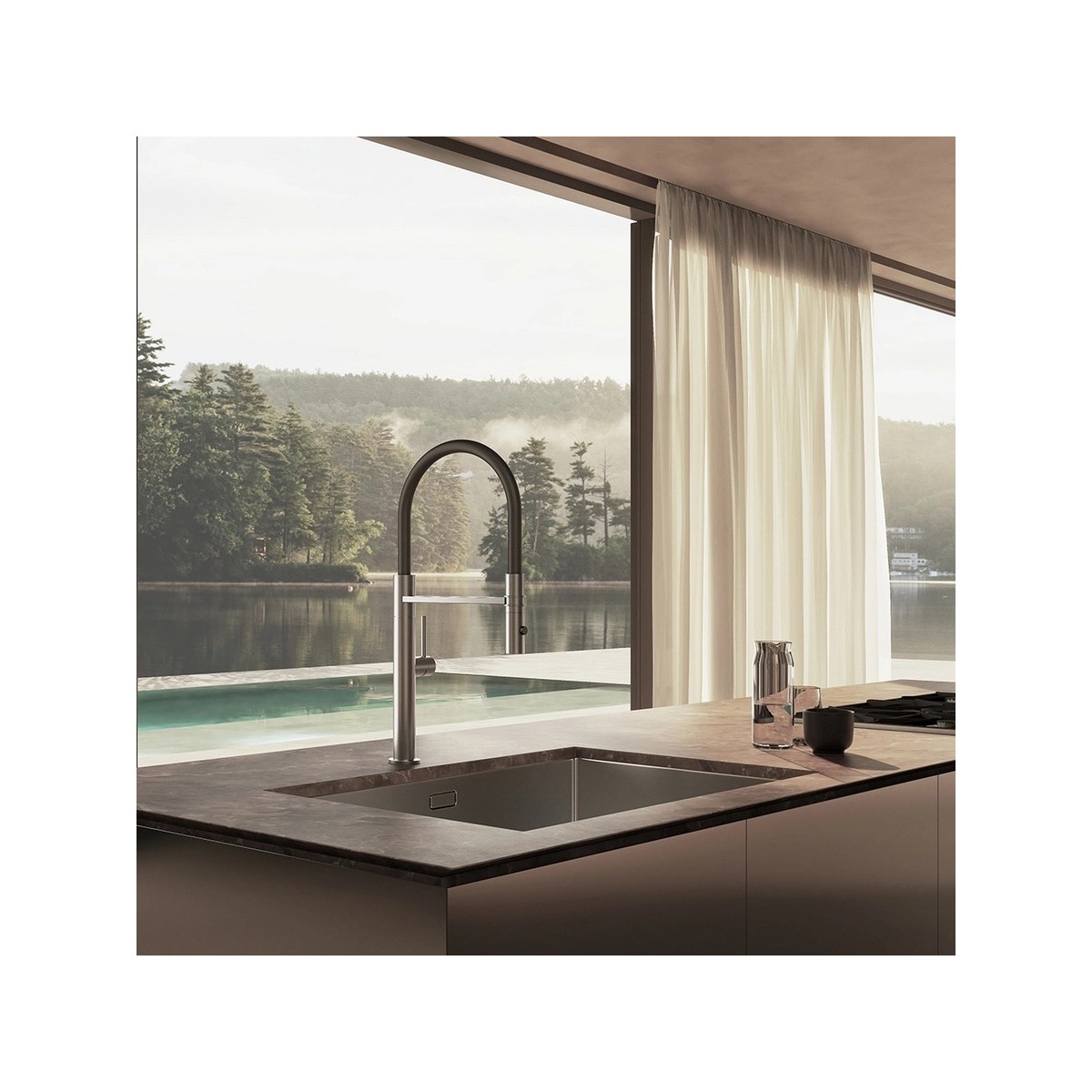 Mitigeur évier inox brossé avec douchette - CRISTINA ONDYNA KX50628 