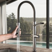 Mitigeur évier inox brossé avec douchette - CRISTINA ONDYNA KX50628 