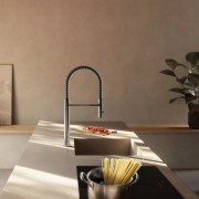 Mitigeur évier inox brossé avec douchette - CRISTINA ONDYNA KX50728 