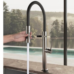 Mitigeur évier inox brossé avec douchette - CRISTINA ONDYNA KX50628 