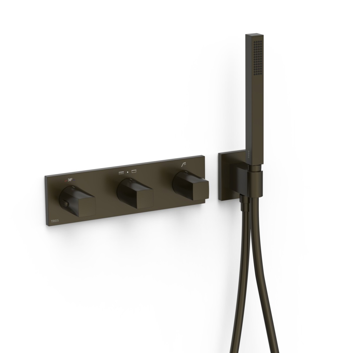 Mitigeur thermostatique douche encastré à 2 voies B‑system Noir Bronze - TRES 30725301KMB 