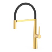 Mitigeur cuisine à bec flexible Or Mat 24K - TRES 23048702OM 