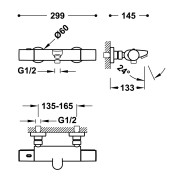 Mitigeur bain-douche thermostatique mural Chromé - TRES 21717419 