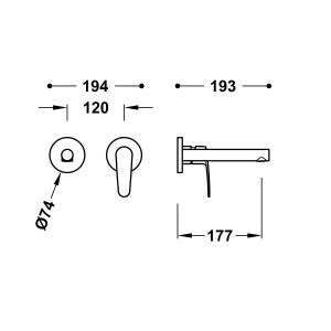 Mitigeur lavabo encastré bec 177 mm Chromé - TRES 22030021 