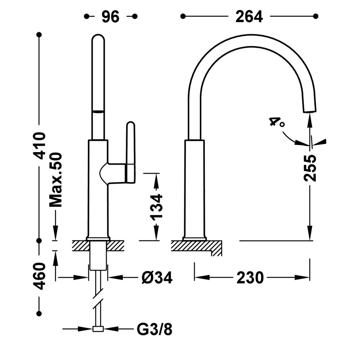 Mitigeur cuisine Chromé - TRES 23044003 