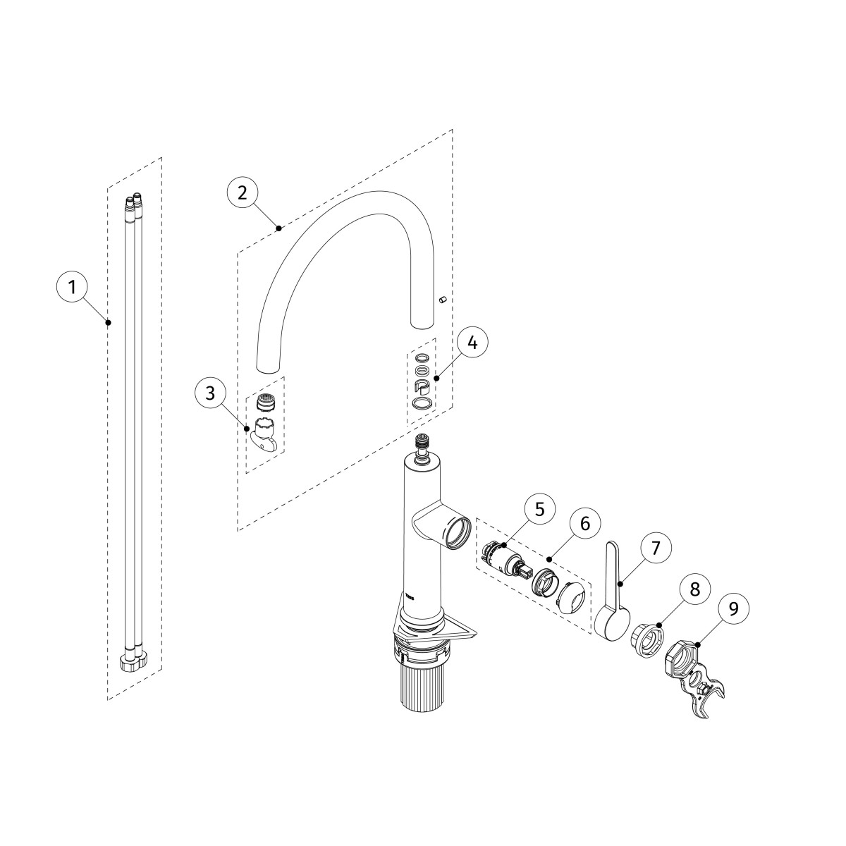 Mitigeur cuisine Chromé - TRES 23044003 