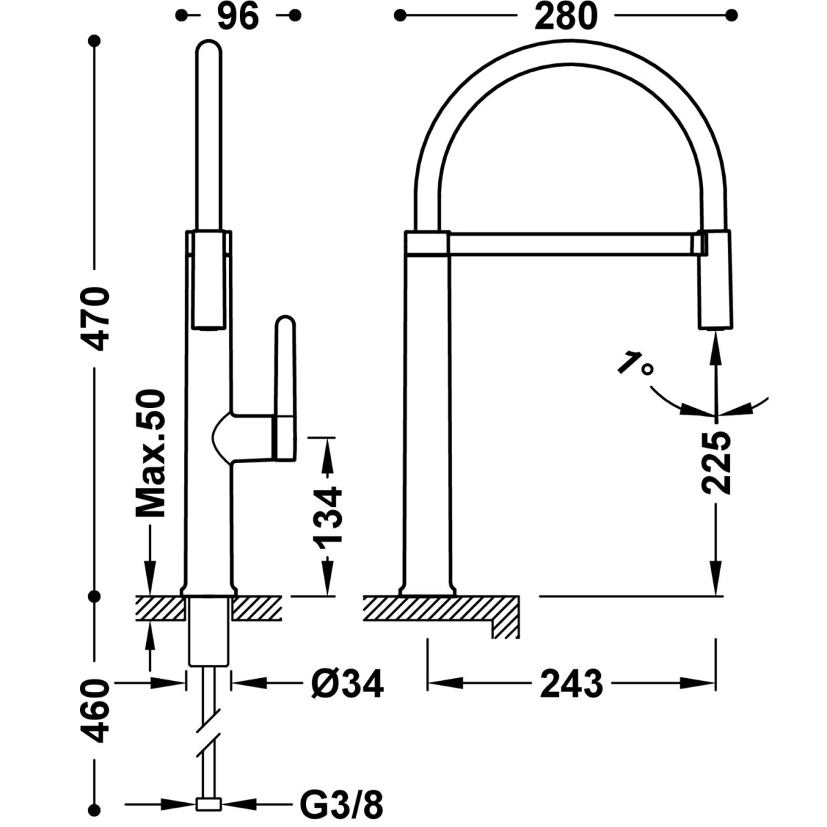 Mitigeur cuisine à bec flexible Chromé - TRES 23048701 