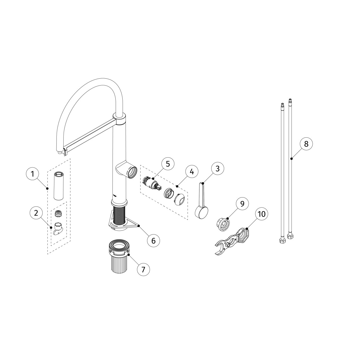 Mitigeur cuisine à bec flexible Chromé - TRES 23048701 