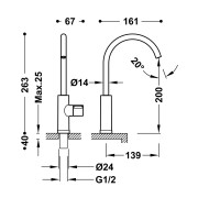 Robinet de cuisine à une voie pour eau filtrée Chromé - TRES 23050301 