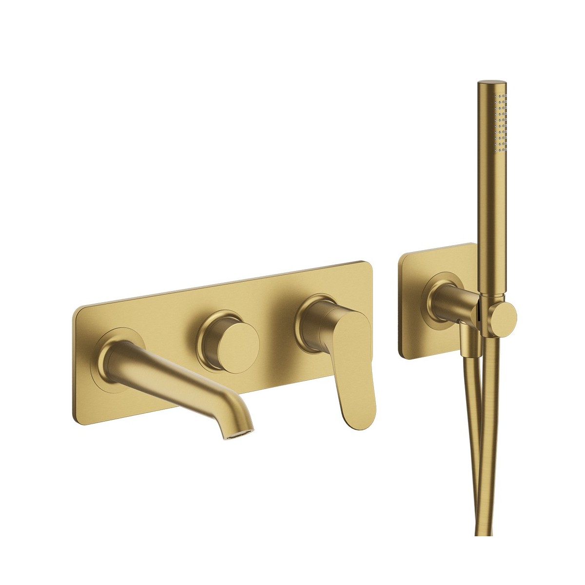 Façade mitigeur encastrée bain douche 2 sorties Or Brossé - CRISTINA ONDYNA BT10296P 