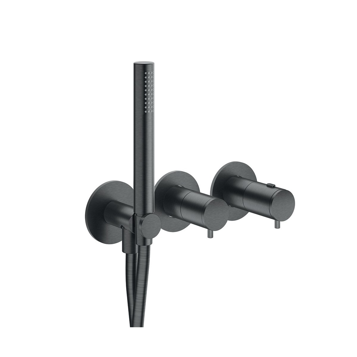 Façade douche/bain douche thermostatique 2 sorties Chromé Noir Brossé - CRISTINA ONDYNA TV74275 