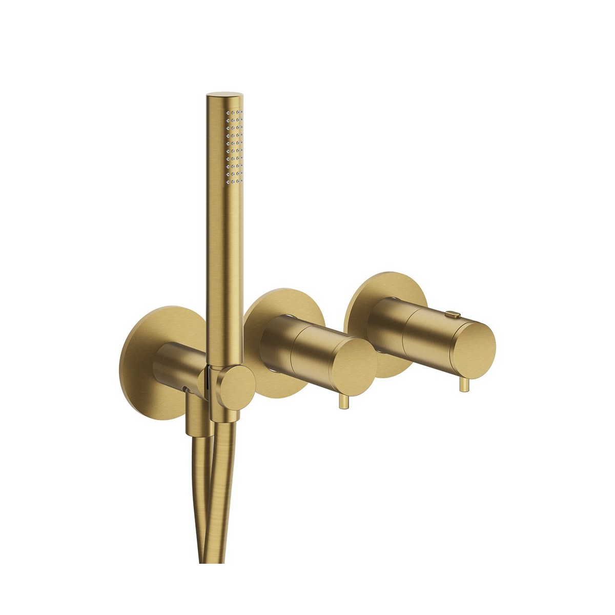 Façade douche/bain douche thermostatique 2 sorties Or Brossé - CRISTINA ONDYNA TV74296P 