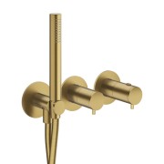 Façade douche/bain douche thermostatique 2 sorties Or Brossé - CRISTINA ONDYNA TV74296P 