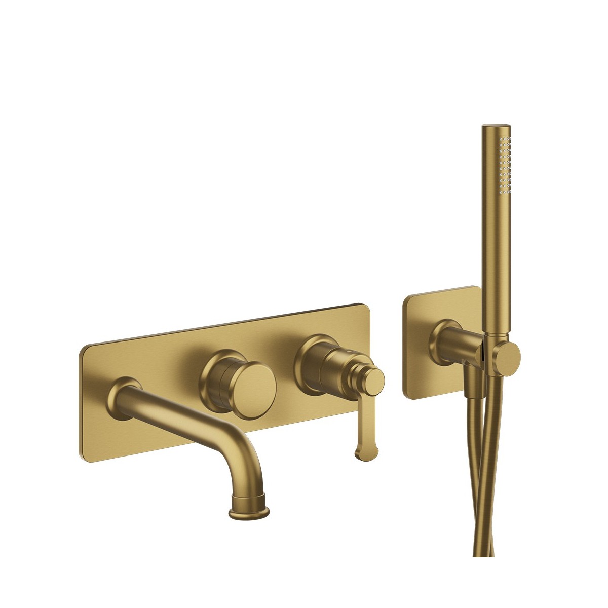 Façade encastrée mitigeur bain douche 2 sorties Or Brossé - CRISTINA ONDYNA FA10296P 
