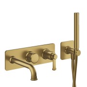 Façade encastrée mitigeur bain douche 2 sorties Or Brossé - CRISTINA ONDYNA FA10296P 