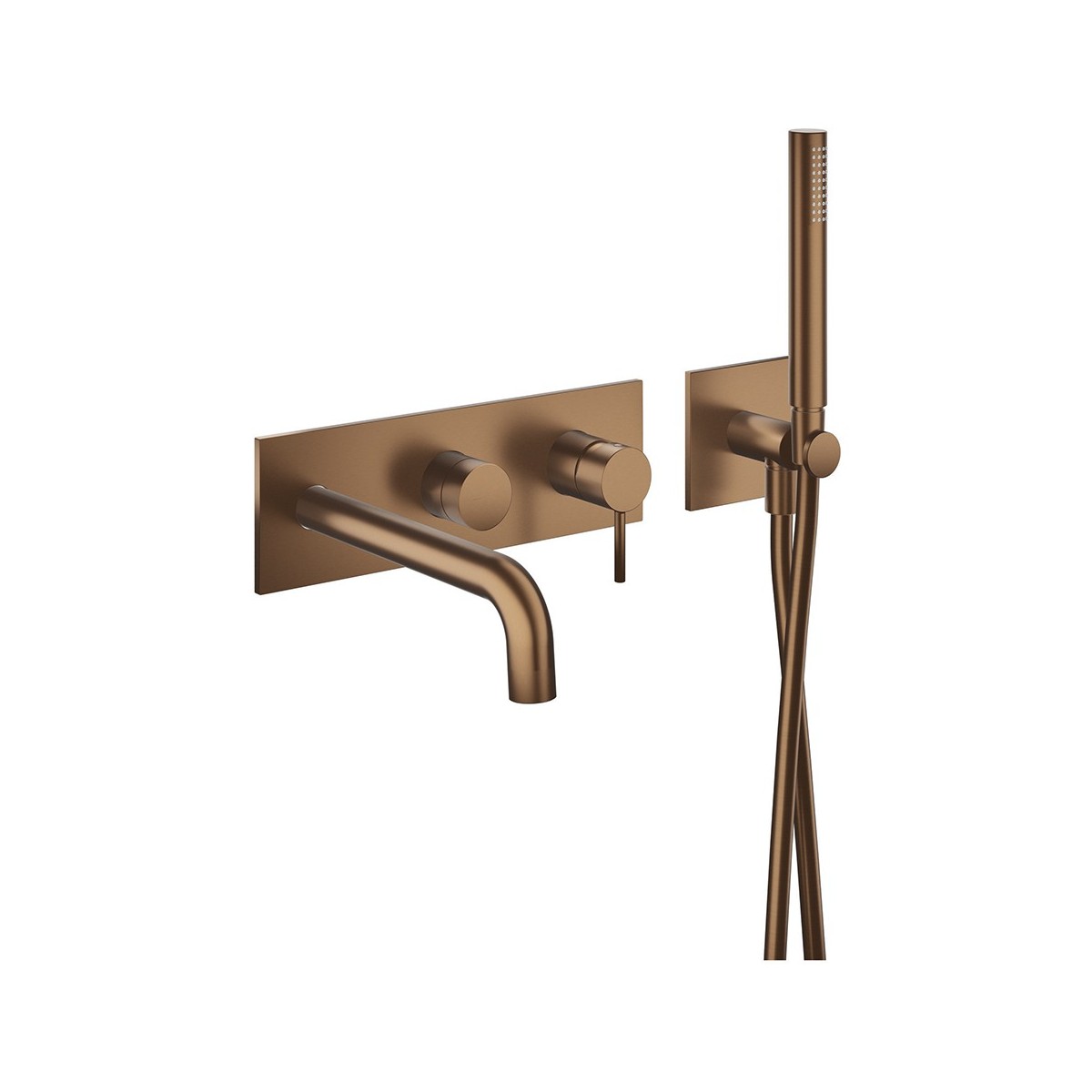 Façade de douche mitigeur 2 sorties avec douchette Phi Or Rose Brossé PVD - CRISTINA ONDYNA PH10234P 