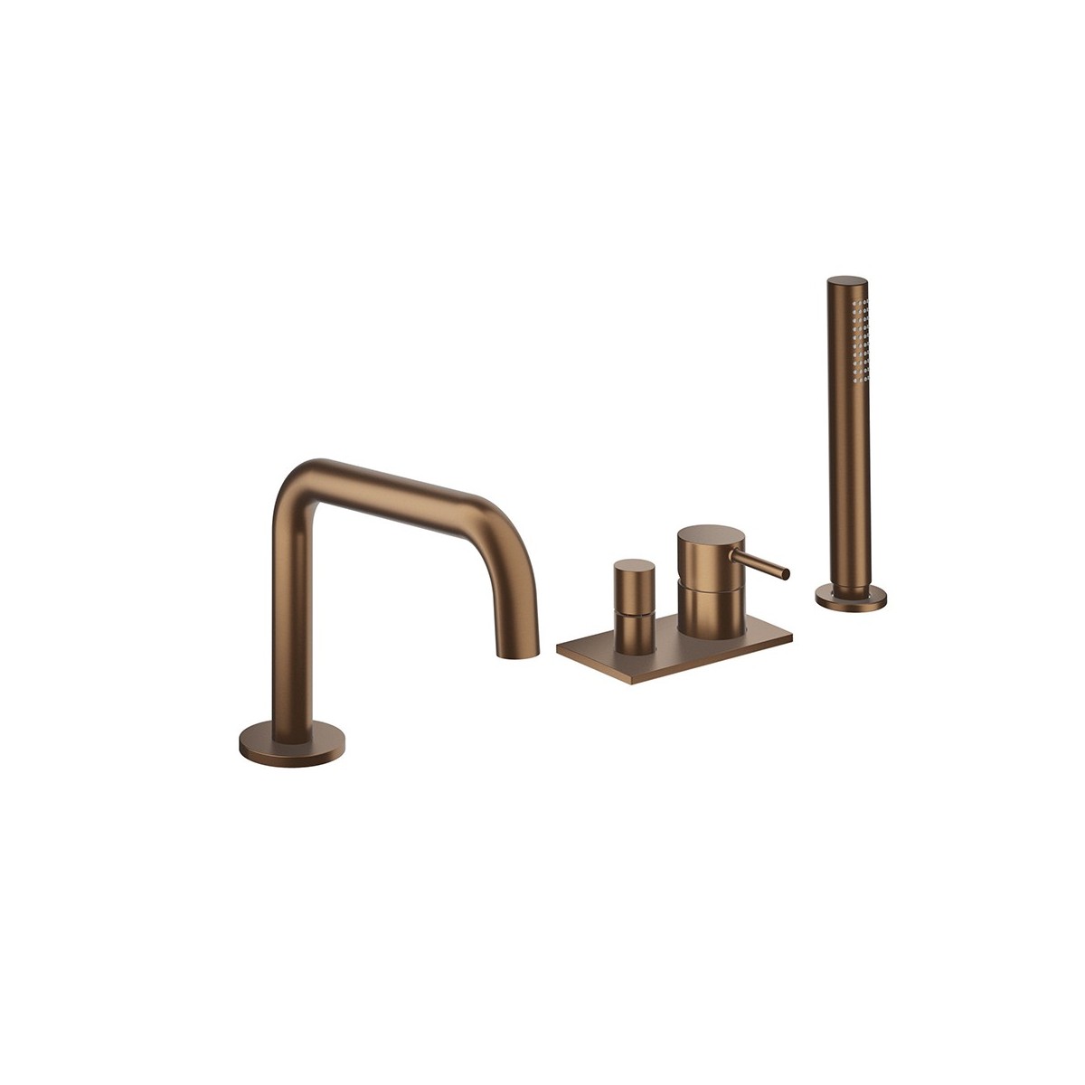 Mitigeur bain-douche 4 trous sur gorge Phi Or Rose Brossé PVD - CRISTINA ONDYNA PH18134P 