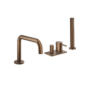 Mitigeur bain-douche 4 trous sur gorge Phi Or Rose Brossé PVD - CRISTINA ONDYNA PH18134P 