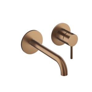 Mitigeur mural Lavabo Phi avec rosaces bec 185 mm Or Rose Brossé PVD - CRISTINA ONDYNA PH25934P 