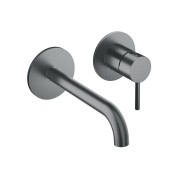 Mitigeur mural Lavabo Phi avec rosaces bec 225 mm Metal Brossé - CRISTINA ONDYNA PH25977 