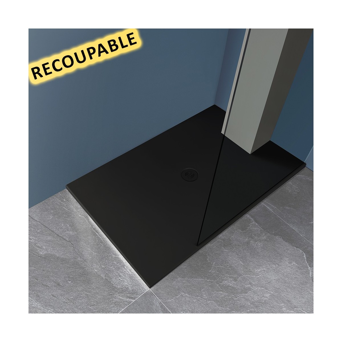 Receveur de douche solo due 90x80 h2 recoupable black - CRISTINA ONDYNA SOL9080CR 