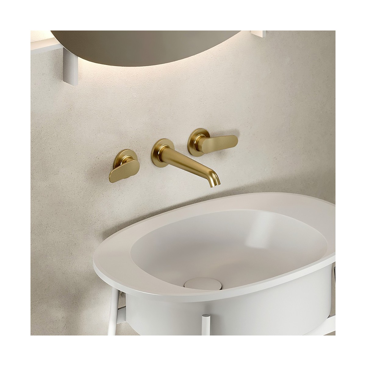 Mélangeur Lavabo Botte small 3 trous + vidage sans mecanisme Or Brossé PVD - CRISTINA ONDYNA BT24296P 