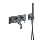 Façade de douche mitigeur 2 sorties avec douchette Phi Metal Brossé - CRISTINA ONDYNA PH10277 