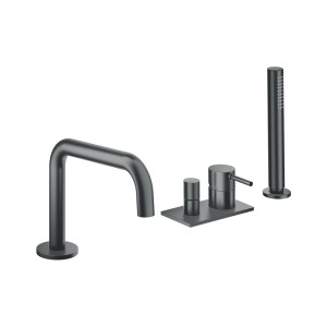 Mitigeur bain-douche 4 trous sur gorge Phi Metal Brossé - CRISTINA ONDYNA PH18177 