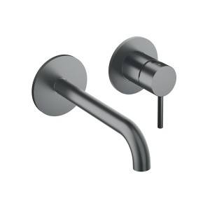 Mitigeur mural Lavabo Phi avec rosaces bec 225 mm Metal Brossé - CRISTINA ONDYNA PH25977 