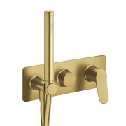 Façade mitigeur externe douche murale 2 sorties Or Brossé - CRISTINA ONDYNA BT60296P 