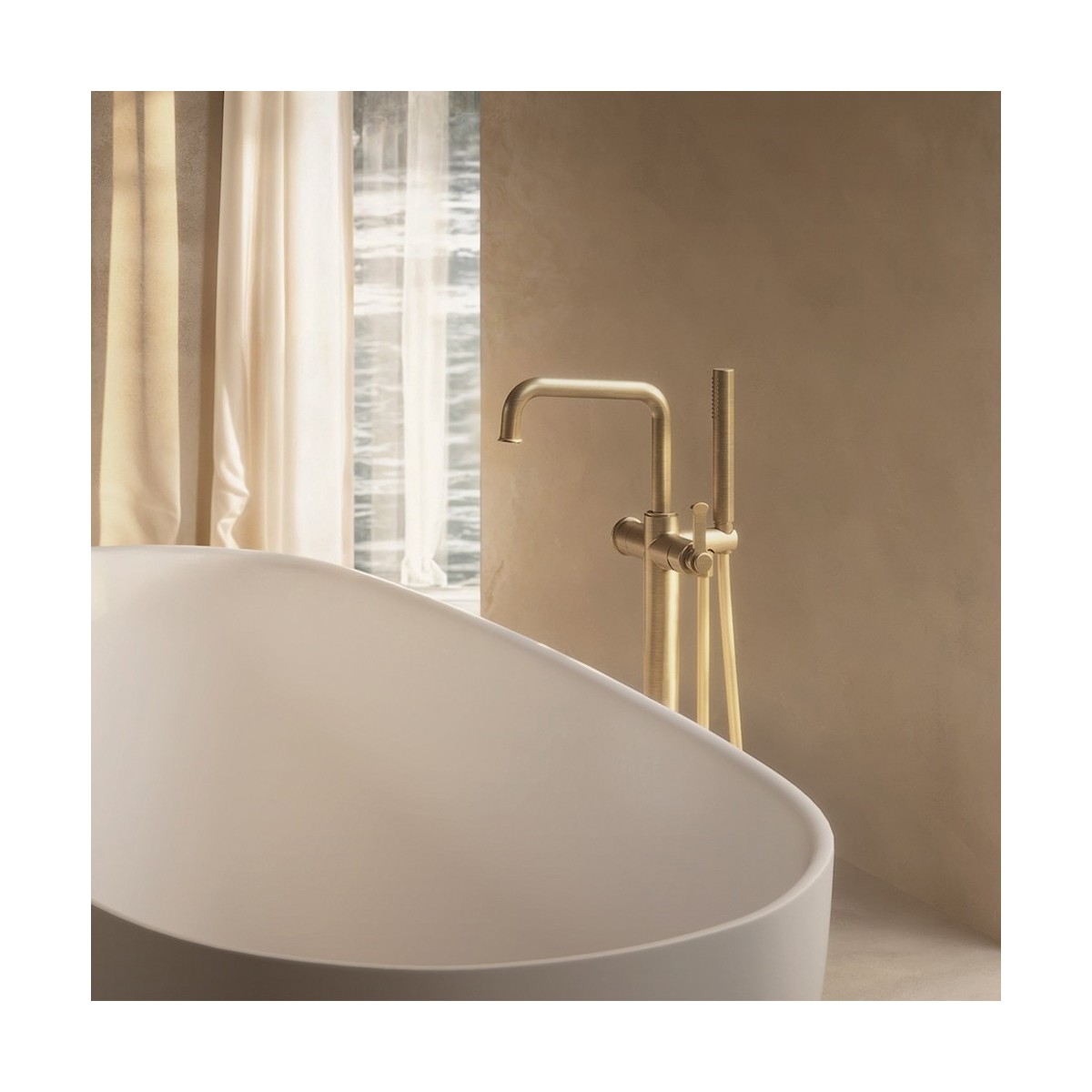 Bain douche mitigeur monocolonne sur pied sans mecanisme Or Brossé - CRISTINA ONDYNA FA18996P 