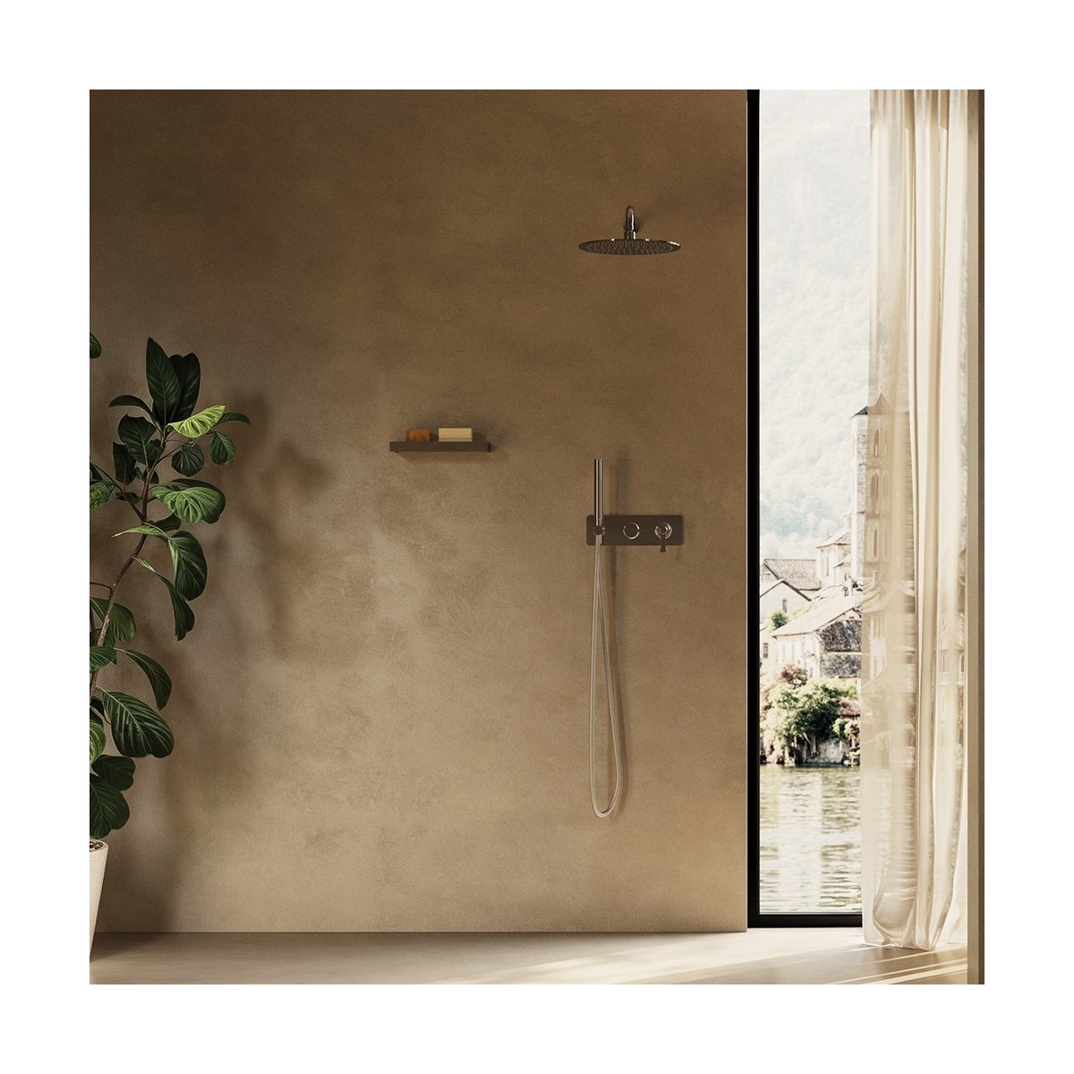 Façade douche/bain douche mitigeur 2 sorties Chromé - CRISTINA ONDYNA FA60251 