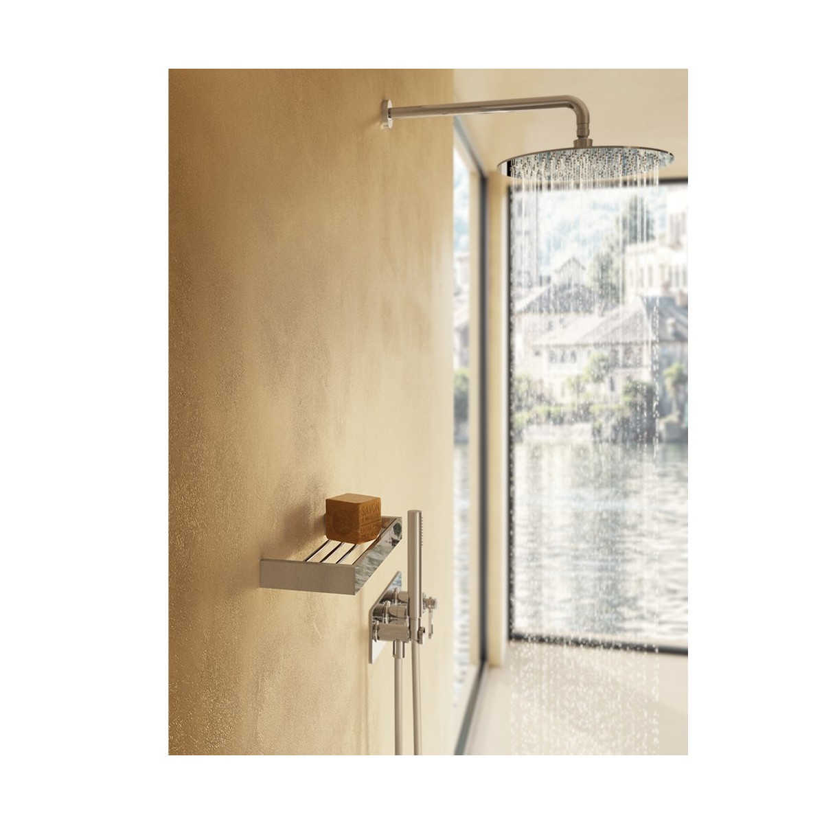 Façade douche/bain douche mitigeur 2 sorties Chromé - CRISTINA ONDYNA FA60251 