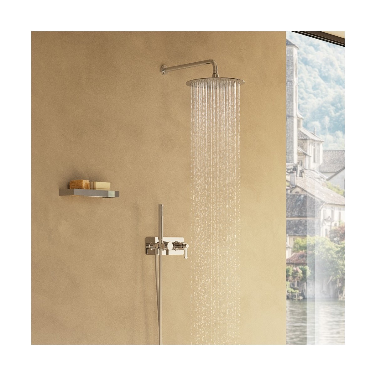 Façade douche/bain douche mitigeur 2 sorties Chromé - CRISTINA ONDYNA FA60251 