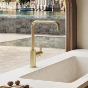 Mitigeur cuisine monotrou sur plan bec 225 Faro Or Brossé PVD - CRISTINA ONDYNA FA52696P 