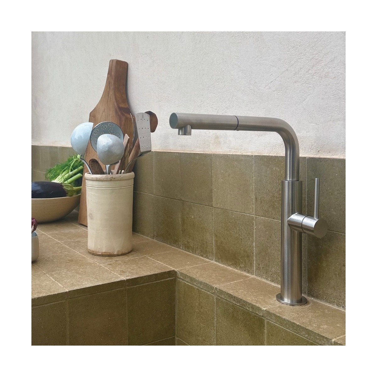 Mitigeur cuisine avec douchette pull out monojet inox - CRISTINA ONDYNA KX50028 