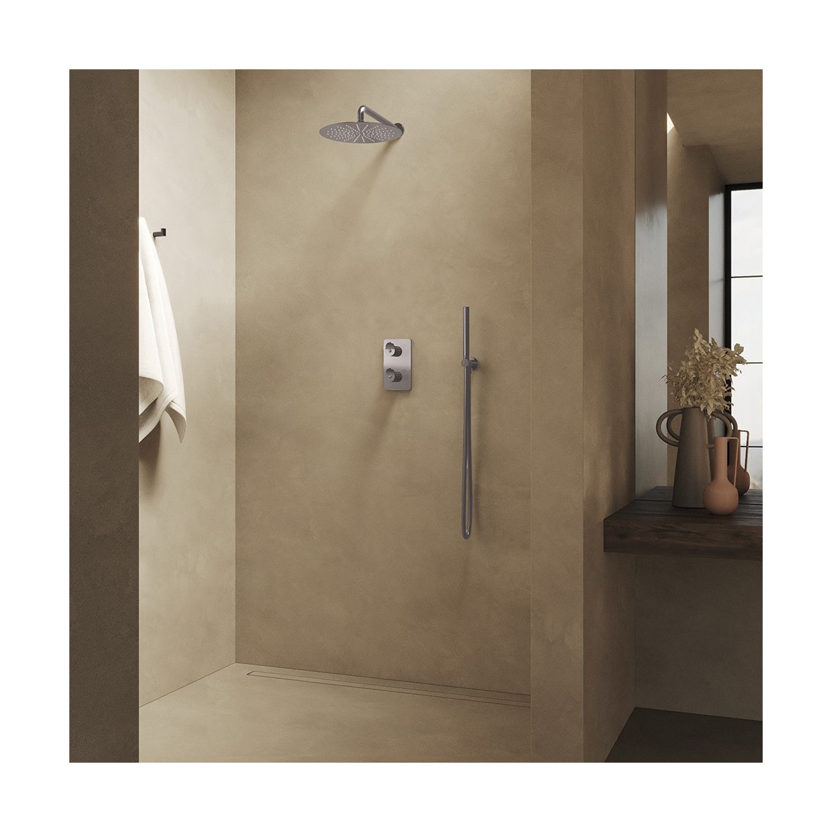 Façade thermostatique externe Botte laiton 2 sorties Chromé - CRISTINA ONDYNA BT75251 