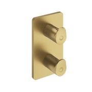 Façade thermostatique externe Botte laiton 2 sorties Or Brossé - CRISTINA ONDYNA BT75296P 