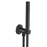 Ensemble applique prise d'eau douchette flexible ronde Imperial Black - CRISTINA ONDYNA PD47576 