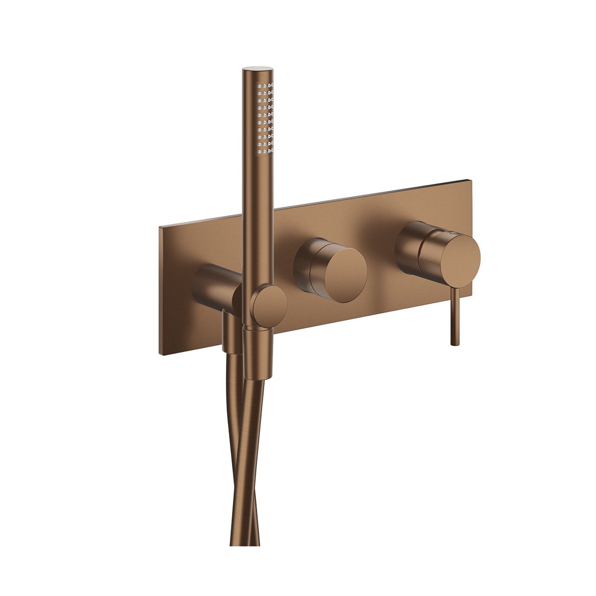 Façade de douche mitigeur 2 sorties avec douchette Phi Or Rose Brossé PVD - CRISTINA ONDYNA PH60234P 