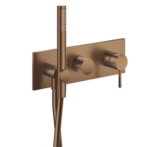 Façade de douche mitigeur 2 sorties avec douchette Phi Or Rose Brossé PVD - CRISTINA ONDYNA PH60234P 