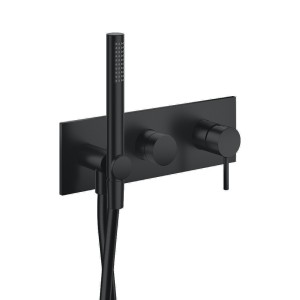 Façade de douche mitigeur 2 sorties avec douchette Phi Imperial Black - CRISTINA ONDYNA PH60276 