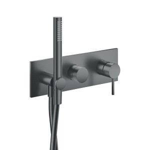 Façade de douche mitigeur 2 sorties avec douchette Phi Metal Brossé - CRISTINA ONDYNA PH60277 